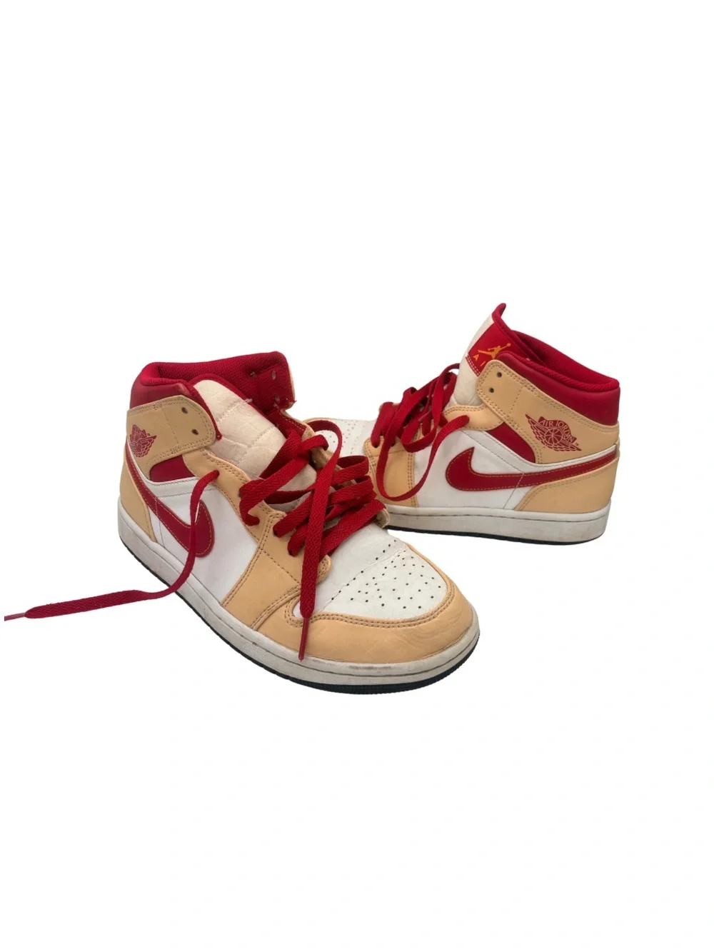 Nike Air Jordan 1 Mid Light Curry Cardinal Red Men’s 8.5 554724-201 Shoes